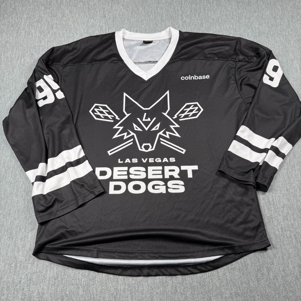 Coyote Las Vegas Desert Dogs Gretzky 99 Lacrosse Jersey Mens M Black Long Sleeve